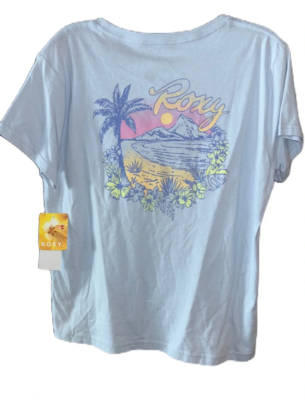 Roxy Girls' Light Blue Logo Tee Girls XL (16) - Picture 3 of 7